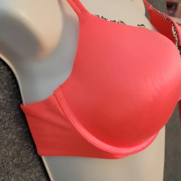 Victoria's Secret Very Sexy Push Up Bra Vibrant Orange Animal Print Lace Accent - Picture 4 of 10